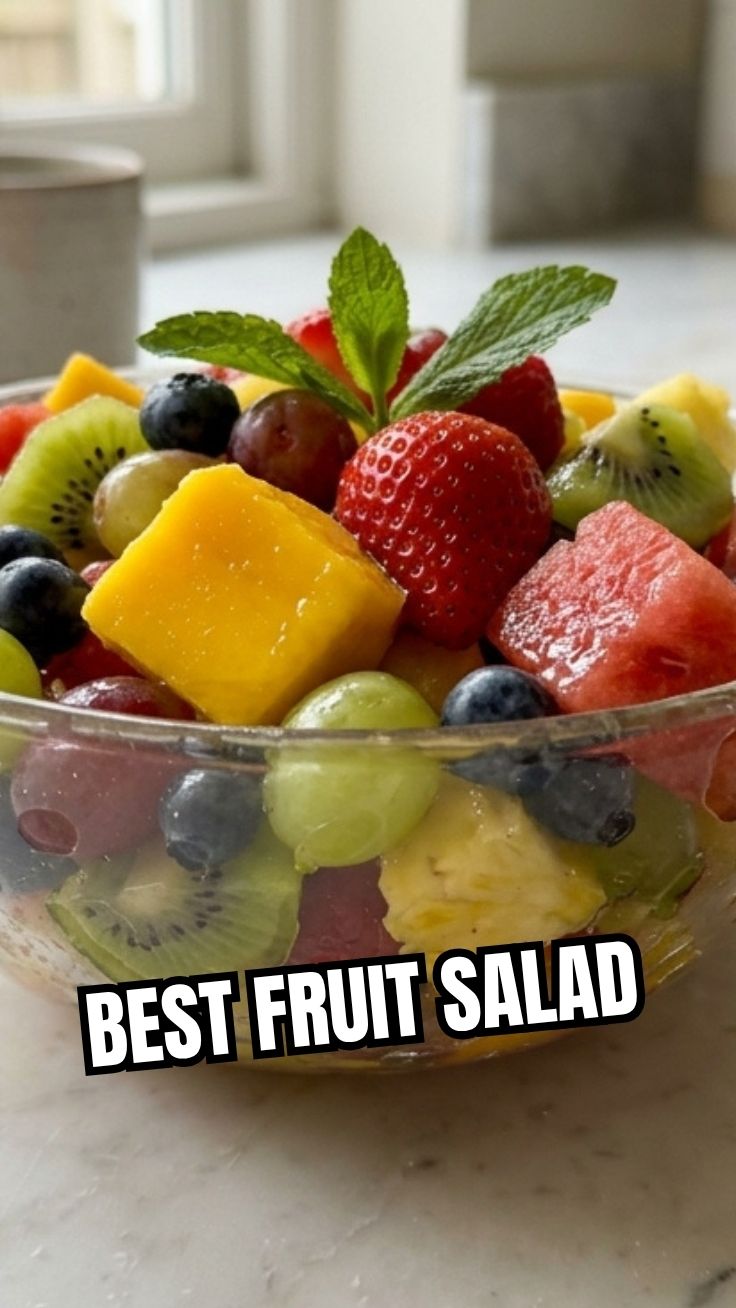A vibrant fruit salad featuring various fresh fruits