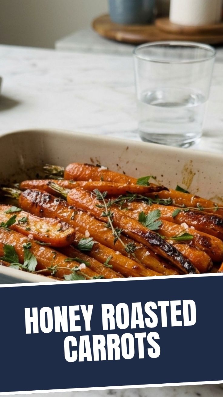 Delicious honey roasted carrots with herbs
